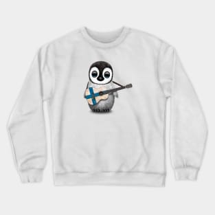 Baby Penguin Playing Finnish Flag Guitar Crewneck Sweatshirt